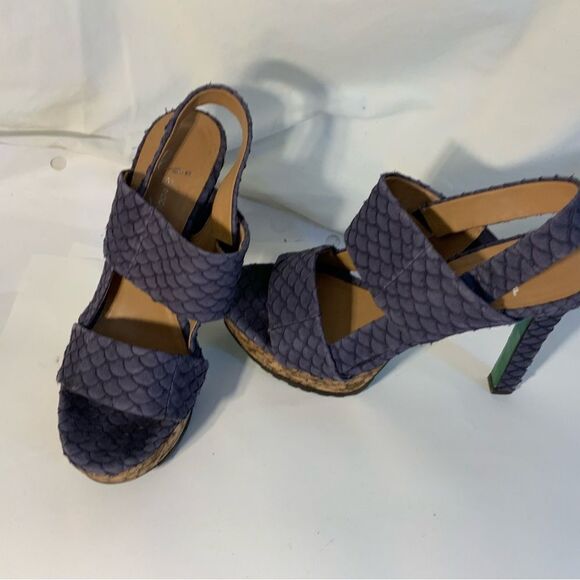 Lisa for Donald Pliner Purple Faux Snakeskin Platform Sandal Heels 6.5M - Picture 2 of 10